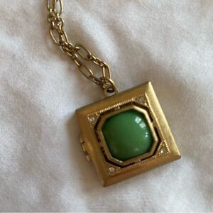J. Crew Gold Necklace with Green Pendant